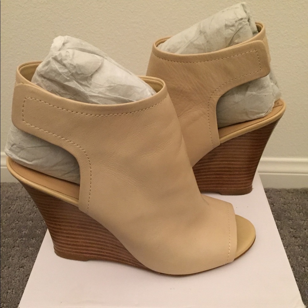Wedge Open Toe ALDO Shoe in the color “Bone”